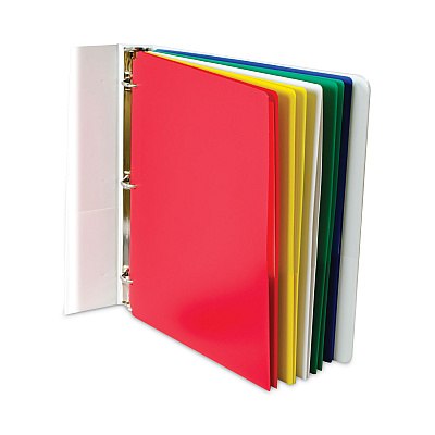 C-Line Two-Pocket Heavyweight Poly Portfolio Folder, 3-Hole Punch, 11 x 8.5, Assorted, 10/Pack (CLI32930)