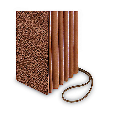 Pendaflex Standard Expanding Wallet with Fiber Gussets, 5.25" Expansion, 1 Section, Elastic Cord Closure, Legal Size, Red Fiber (PFX1076GLOX)