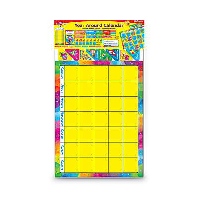 TREND Year Around Calendar Bulletin Board Set, 12-Month Calendar, 22" x 17", Assorted Colors, 106/Set (TEPT8096)