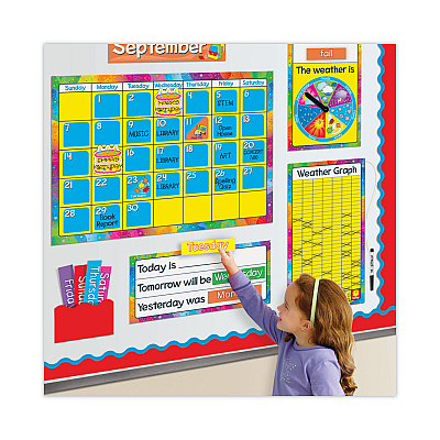 TREND Year Around Calendar Bulletin Board Set, 12-Month Calendar, 22" x 17", Assorted Colors, 106/Set (TEPT8096)