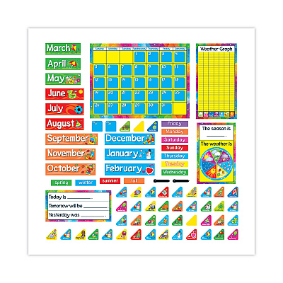 TREND Year Around Calendar Bulletin Board Set, 12-Month Calendar, 22" x 17", Assorted Colors, 106/Set (TEPT8096)
