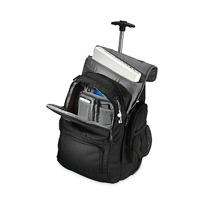 Samsonite Rolling Backpack, Fits Devices Up to 15.6", Polyester, 14 x 8 x 21, Black/Charcoal (178961053)