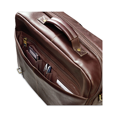 Samsonite Leather Flapover Case, Fits Devices Up to 15.6", Leather, 16 x 6 x 13, Brown (SML457981139)