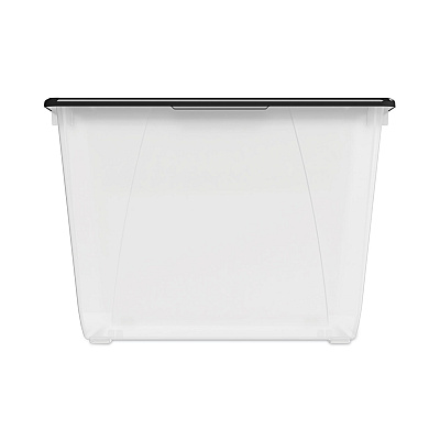 Storex Storage Tote, 16 gal, 22.7" x 18.25" x 12.86", Clear/Black (STX00900U04C)