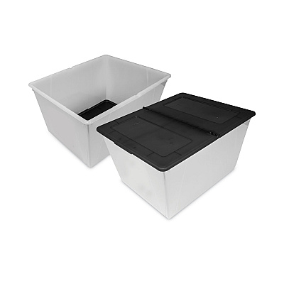 Storex Storage Tote, 16 gal, 22.7" x 18.25" x 12.86", Clear/Black (STX00900U04C)