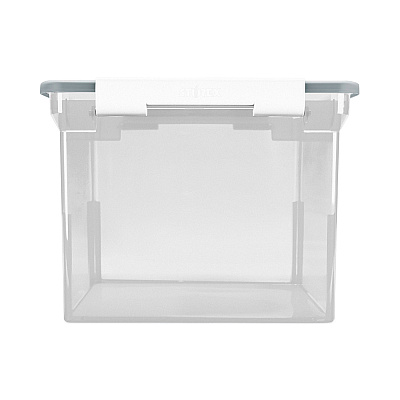 Storex Portable File Tote with Locking Handles, Letter/Legal Files, 18.5" x 14.25" x 10.88", Clear/Silver (STX61530U01C)