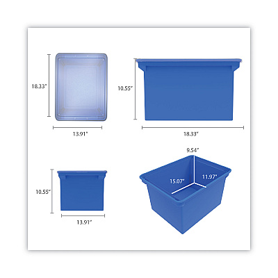 Storex Plastic File Tote, Letter/Legal Files, 18.5" x 14.25" x 10.88", Blue/Clear (STX61554U01C)