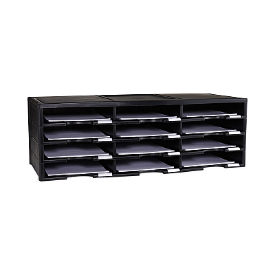 Storex Literature Organizer, 12 Compartments, 10.63 x 13.3 x 31.4, Black (STX61602U01C)