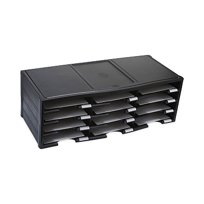 Storex Literature Organizer, 12 Compartments, 10.63 x 13.3 x 31.4, Black (STX61602U01C)