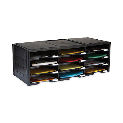 Storex Literature Organizer, 12 Compartments, 10.63 x 13.3 x 31.4, Black (STX61602U01C)