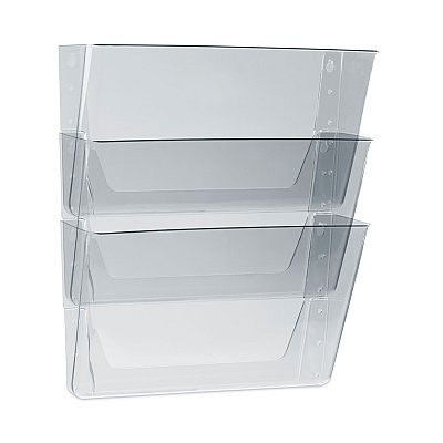 Storex Wall File, 3 Sections, Letter Size, 13" x 4" x 14",  Clear, 3/Set (STX70245U06C)