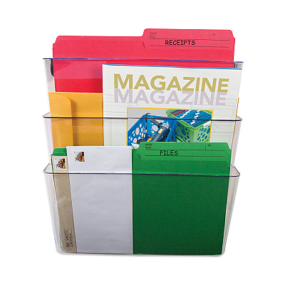 Storex Wall File, 3 Sections, Letter Size, 13" x 4" x 14",  Clear, 3/Set (STX70245U06C)