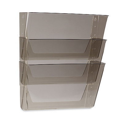 Storex Wall File, 3 Sections, Legal Size, 16" x 4" x 14", Smoke, 3/Set (STX70247U06C)