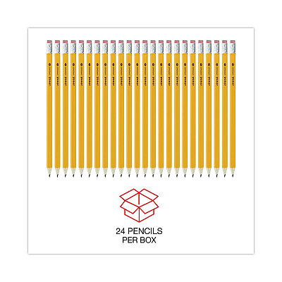 Universal #2 Pre-Sharpened Woodcase Pencil, HB (#2), Black Lead, Yellow Barrel, 24/Pack (UNV55401)
