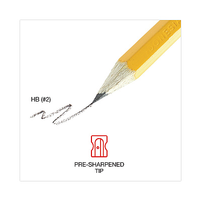 Universal #2 Pre-Sharpened Woodcase Pencil, HB (#2), Black Lead, Yellow Barrel, 24/Pack (UNV55401)