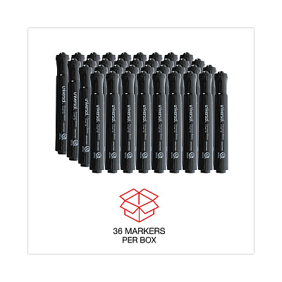 Universal Chisel Tip Permanent Marker Value Pack, Broad Chisel Tip, Black, 36/Pack (UNV07050)