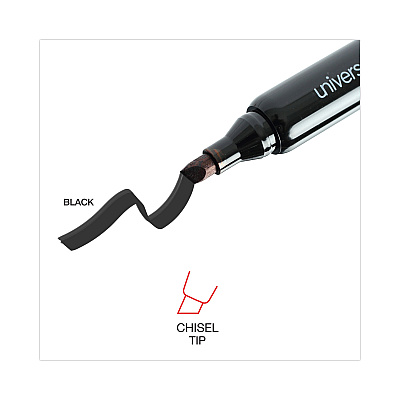 Universal Chisel Tip Permanent Marker Value Pack, Broad Chisel Tip, Black, 36/Pack (UNV07050)