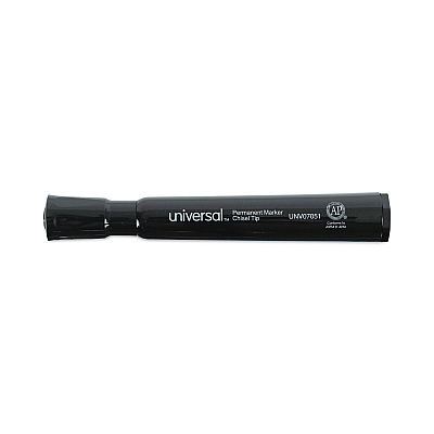 Universal Chisel Tip Permanent Marker, Broad Chisel Tip, Black, Dozen (UNV07051)