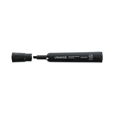 Universal Chisel Tip Permanent Marker, Broad Chisel Tip, Black, Dozen (UNV07051)