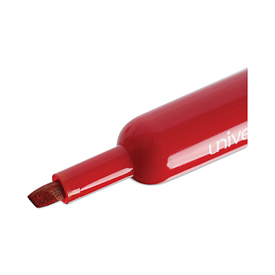 Universal Chisel Tip Permanent Marker, Broad Chisel Tip, Red, Dozen (UNV07052)