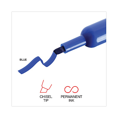 Universal Chisel Tip Permanent Marker, Broad Chisel Tip, Blue, Dozen (UNV07053)
