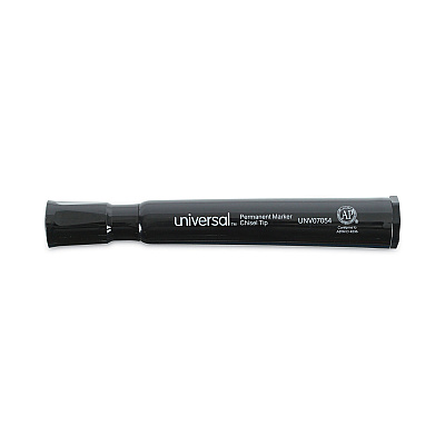 Universal Chisel Tip Permanent Marker Value Pack, Broad Chisel Tip, Black, 60/Pack (UNV07054)