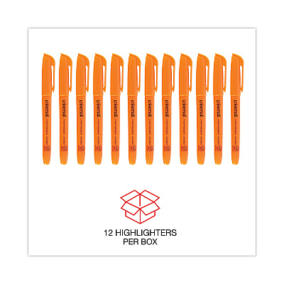Universal Pocket Highlighters, Fluorescent Orange Ink, Chisel Tip, Orange Barrel, Dozen (UNV08853)
