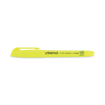 Universal Pocket Highlighter Value Pack, Fluorescent Yellow Ink, Chisel Tip, Yellow Barrel, 36/Pack (UNV08856)