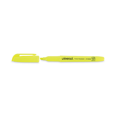 Universal Pocket Highlighter Value Pack, Fluorescent Yellow Ink, Chisel Tip, Yellow Barrel, 36/Pack (UNV08856)