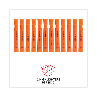 Universal Desk Highlighters, Fluorescent Orange Ink, Chisel Tip, Orange Barrel, Dozen (UNV08863)