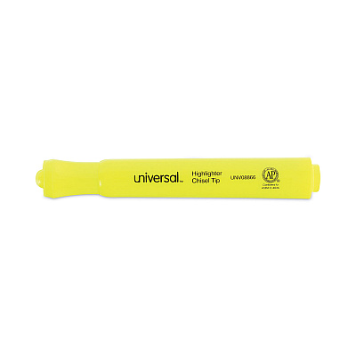 Universal Desk Highlighter Value Pack, Fluorescent Yellow Ink, Chisel Tip, Yellow Barrel, 36/Pack (UNV08866)