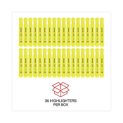 Universal Desk Highlighter Value Pack, Fluorescent Yellow Ink, Chisel Tip, Yellow Barrel, 36/Pack (UNV08866)