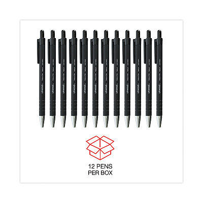 Universal Ballpoint Pen, Retractable, Medium 1 mm, Black Ink, Black Barrel, Dozen (UNV15510)
