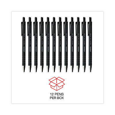 Universal Ballpoint Pen, Retractable, Fine 0.7 mm, Black Ink, Black Barrel, Dozen (UNV15520)