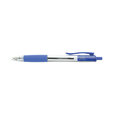 Universal Comfort Grip Ballpoint Pen, Retractable, Medium 1 mm, Blue Ink, Clear/Blue Barrel, Dozen (UNV15531)