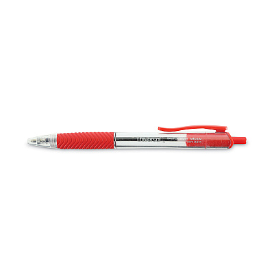 Universal Comfort Grip Ballpoint Pen, Retractable, Medium 1 mm, Red Ink, Clear/Red Barrel, Dozen (UNV15532)