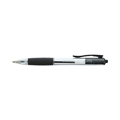 Universal Comfort Grip Ballpoint Pen, Retractable, Medium 1 mm, Black Ink, Clear/Black Barrel, 48/Pack (UNV15533)