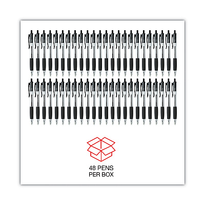 Universal Comfort Grip Ballpoint Pen, Retractable, Medium 1 mm, Black Ink, Clear/Black Barrel, 48/Pack (UNV15533)