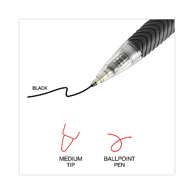 Universal Comfort Grip Ballpoint Pen, Retractable, Medium 1 mm, Black Ink, Clear/Black Barrel, 48/Pack (UNV15533)