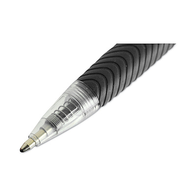 Universal Comfort Grip Ballpoint Pen, Retractable, Medium 1 mm, Black Ink, Clear/Black Barrel, 48/Pack (UNV15533)