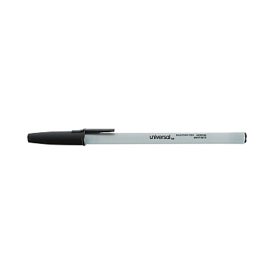 Universal Ballpoint Pen Value Pack, Stick, Medium 1 mm, Black Ink, Gray/Black Barrel, 60/Pack (UNV15613)