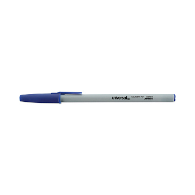 Universal Ballpoint Pen Value Pack, Stick, Medium 1 mm, Blue Ink, Gray/Blue Barrel, 60/Pack (UNV15614)
