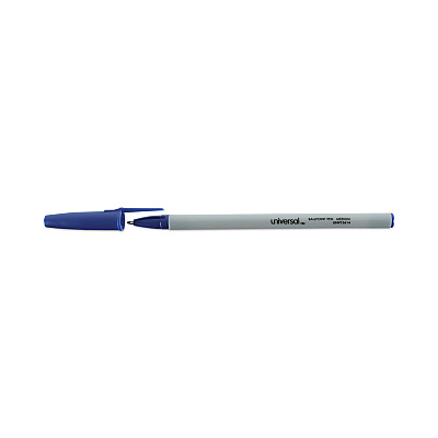 Universal Ballpoint Pen Value Pack, Stick, Medium 1 mm, Blue Ink, Gray/Blue Barrel, 60/Pack (UNV15614)
