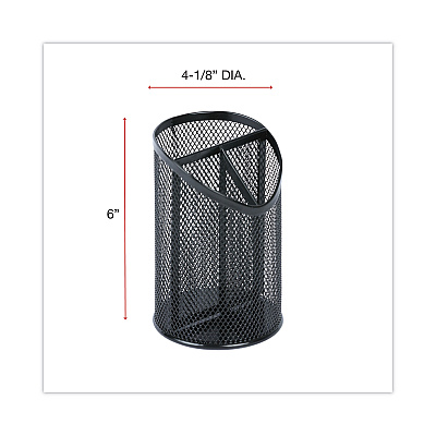 Universal Metal Mesh 3-Compartment Pencil Cup, 4.13" Diameter x 6"h, Black (UNV20019)
