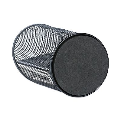 Universal Metal Mesh 3-Compartment Pencil Cup, 4.13" Diameter x 6"h, Black (UNV20019)