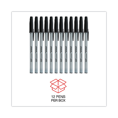 Universal Ballpoint Pen, Stick, Medium 1 mm, Black Ink, Gray/Black Barrel, Dozen (UNV27410)