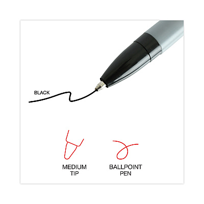 Universal Ballpoint Pen, Stick, Medium 1 mm, Black Ink, Gray/Black Barrel, Dozen (UNV27410)