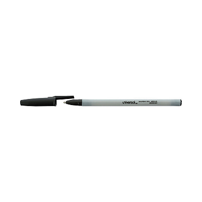 Universal Ballpoint Pen, Stick, Medium 1 mm, Black Ink, Gray/Black Barrel, Dozen (UNV27410)