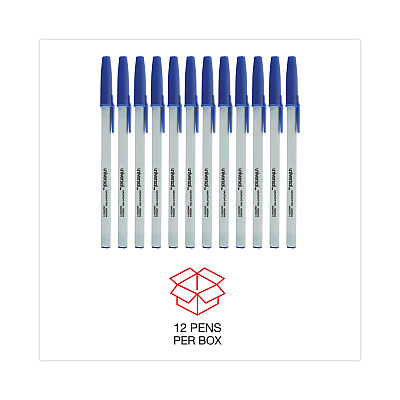 Universal Ballpoint Pen, Stick, Medium 1 mm, Blue Ink, Gray/Blue Barrel, Dozen (UNV27411)