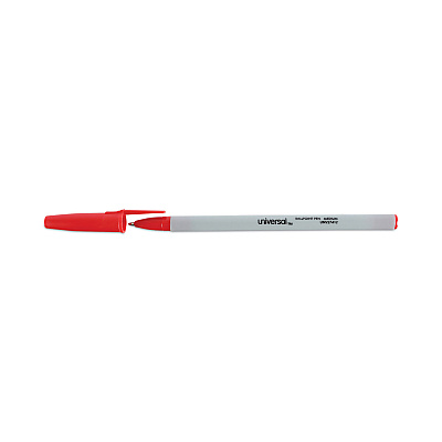 Universal Ballpoint Pen, Stick, Medium 1 mm, Red Ink, Gray/Red Barrel, Dozen (UNV27412)